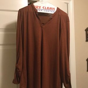 Copper brown tunic with 3/4 length sleeves